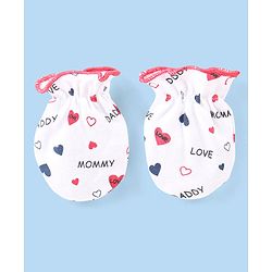 Babyhug Interlock Knit Striped & Solid Mittens Pack of 3 - Pink & White