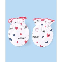 Babyhug Interlock Knit Striped & Solid Mittens Pack of 3 - Pink & White