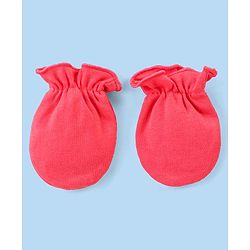 Babyhug Interlock Knit Striped & Solid Mittens Pack of 3 - Pink & White