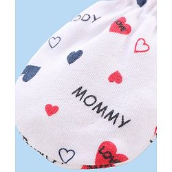 Babyhug Interlock Knit Striped & Solid Mittens Pack of 3 - Pink & White