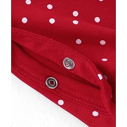 Babyhug Cotton Knit Full Sleeves Sleep Suit With Polka Dots & Deer Print - Red