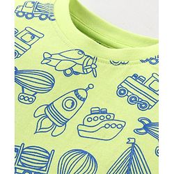 Babyhug Cotton Knit  Full Sleeves Night Suit Vehicles Print - Light Green