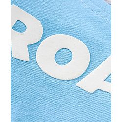 Babyhug Single Jersey Knit Dungaree and Full Sleeves T-Shirt Set with Cub Print - White & Sky Blue
