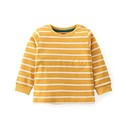 Babyhug Single Jersey Knit Full Sleeves Striped T-Shirt & Dungaree with Animal Print - Yellow & Green