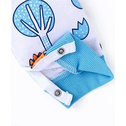 Babyhug Single Jersey Knit Full Sleeves Striped T-Shirt & Dungaree with Dino Print - Blue & White