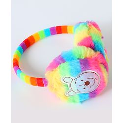 Babyhug Fur Rainbow Design Ear Muffs with Winnie the Pooh Patch - Multicolor