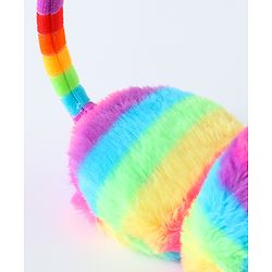 Babyhug Fur Rainbow Design Ear Muffs with Winnie the Pooh Patch - Multicolor