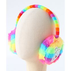 Babyhug Fur Rainbow Design Ear Muffs with Winnie the Pooh Patch - Multicolor