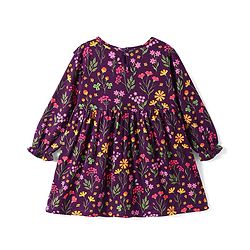 Babyhug Cotton Knit Full Sleeves Floral Printed Frock with Leggings - Wine
