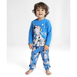 Babyhug Disney Cotton Knit Full Sleeves Night Suit With 101 Dalmatians Print - Blue