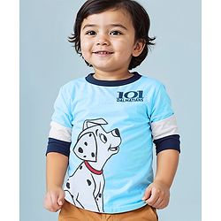 Babyhug Disney Single Jersey Knit Full Sleeves T-Shirt With 101 Dalmatians Graphics & Badge Detailing - Blue