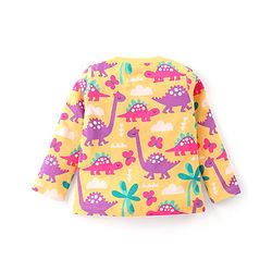 Babyhug Cotton Knit Full Sleeves Night Suit With Dinosaurs Print - Yellow