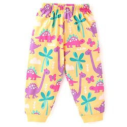 Babyhug Cotton Knit Full Sleeves Night Suit With Dinosaurs Print - Yellow