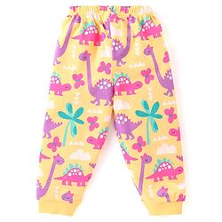 Babyhug Cotton Knit Full Sleeves Night Suit With Dinosaurs Print - Yellow