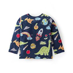 Babyhug Cotton Knit Full Sleeves Night Suit With Animals Print - Navy