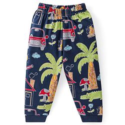 Babyhug Cotton Knit Full Sleeves Night Suit With Animals Print - Navy