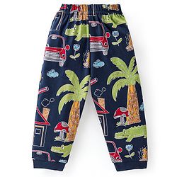 Babyhug Cotton Knit Full Sleeves Night Suit With Animals Print - Navy