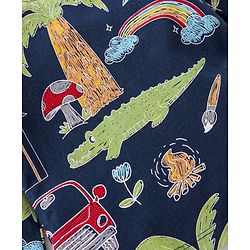 Babyhug Cotton Knit Full Sleeves Night Suit With Animals Print - Navy