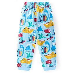 Babyhug Cotton Knit Full Sleeves Night Suit With Dino Print - Blue
