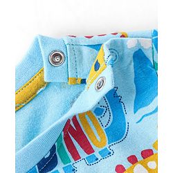 Babyhug Cotton Knit Full Sleeves Night Suit With Dino Print - Blue