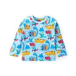 Babyhug Cotton Knit Full Sleeves Night Suit With Dino Print - Blue