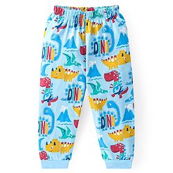 Babyhug Cotton Knit Full Sleeves Night Suit With Dino Print - Blue