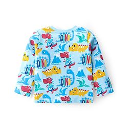 Babyhug Cotton Knit Full Sleeves Night Suit With Dino Print - Blue