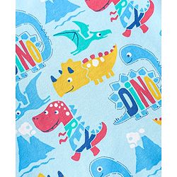 Babyhug Cotton Knit Full Sleeves Night Suit With Dino Print - Blue