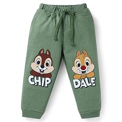 Babyhug Disney Single Jersey Full Sleeves T-Shirt With Lounge Pant Set with Chip N Dale Print - Olive Green