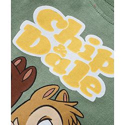 Babyhug Disney Single Jersey Full Sleeves T-Shirt With Lounge Pant Set with Chip N Dale Print - Olive Green