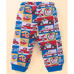 Babyhug Cotton Knit Full Sleeves Night Suit With Vehicles Print - Blue