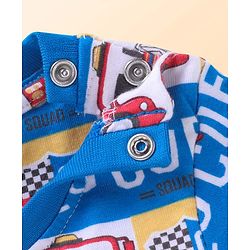 Babyhug Cotton Knit Full Sleeves Night Suit With Vehicles Print - Blue