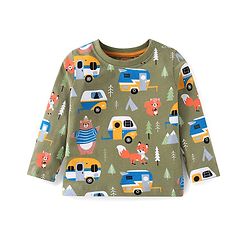 Babyhug Cotton Knit Full Sleeves Night Suit With Vehicles Print - Blue