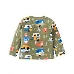 Babyhug Cotton Knit Full Sleeves Night Suit With Vehicles Print - Blue