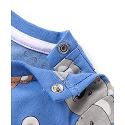 Babyhug Single Jersey Knit Dungaree and Full  Sleeves T-Shirt Set with Bear Print - Red & Blue