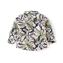 Babyhug Cotton Woven Full Sleeves Shirt & Trouser Set With Tropical Theme Print - Olive Green