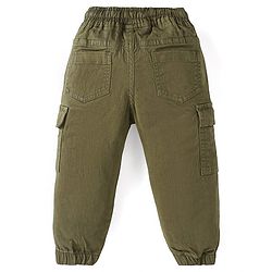 Babyhug Cotton Woven Full Sleeves Shirt & Trouser Set With Tropical Theme Print - Olive Green