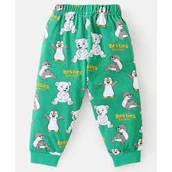 Babyhug Cotton Knit Full Sleeves Night Suit Penguin Print - Green