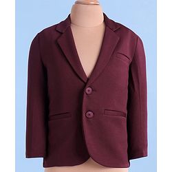 Babyhug Woven Full Sleeves Blazer & T-Shirt with Attached Text Print - Maroon