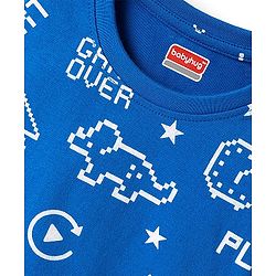 Babyhug Cotton Knit Full Sleeves Night Suit with Text Print - Blue