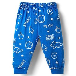 Babyhug Cotton Knit Full Sleeves Night Suit with Text Print - Blue