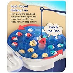 Babyhug Premium  Rechargeable Magnetic Fishing Game Portable Trolly|25 colourful fishes with 2 fish catching rods| C-Type Charging | Music & Lights | Best for Gifting | Made in India-Blue