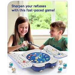 Babyhug Premium  Rechargeable Magnetic Fishing Game Portable Trolly|25 colourful fishes with 2 fish catching rods| C-Type Charging | Music & Lights | Best for Gifting | Made in India-Blue