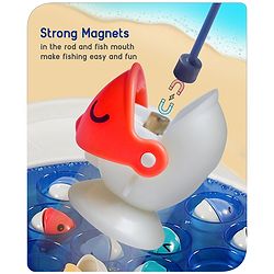 Babyhug Premium  Rechargeable Magnetic Fishing Game Portable Trolly|25 colourful fishes with 2 fish catching rods| C-Type Charging | Music & Lights | Best for Gifting | Made in India-Blue