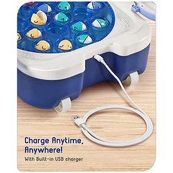 Babyhug Premium  Rechargeable Magnetic Fishing Game Portable Trolly|25 colourful fishes with 2 fish catching rods| C-Type Charging | Music & Lights | Best for Gifting | Made in India-Blue