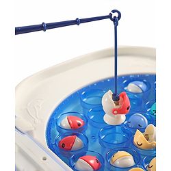 Babyhug Premium  Rechargeable Magnetic Fishing Game Portable Trolly|25 colourful fishes with 2 fish catching rods| C-Type Charging | Music & Lights | Best for Gifting | Made in India-Blue