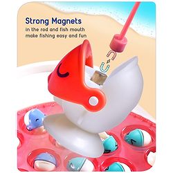 Babyhug Premium  Rechargeable Magnetic Fishing Game Portable Trolly|25 colourful fishes with 2 fish catching rods| C-Type Charging | Music & Lights | Best for Gifting | Made in India-Blue