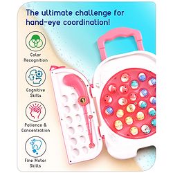 Babyhug Premium  Rechargeable Magnetic Fishing Game Portable Trolly|25 colourful fishes with 2 fish catching rods| C-Type Charging | Music & Lights | Best for Gifting | Made in India-Blue