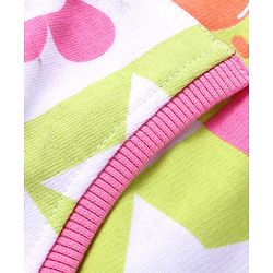 Babyhug Cotton Knit Full Sleeves Hooded Front Open  Sweatjacket with  Floral Print - Pink White & Orange