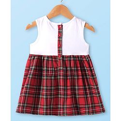 Babyhug Checkered Frock With Full Sleeves Shrug - Red